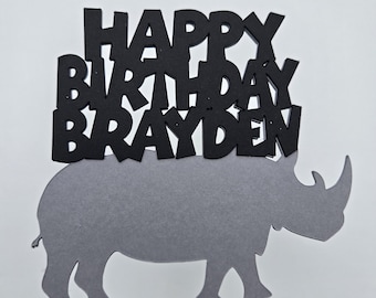 Rhino Birthday Cake Topper, Zoo Keeper Party Decor