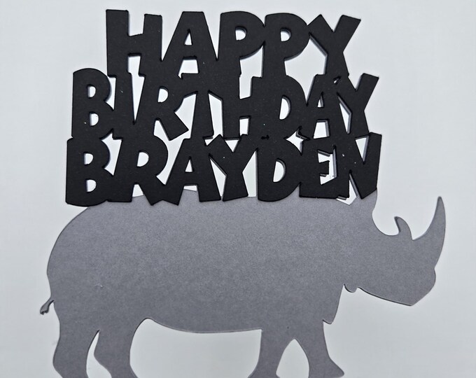 rhino cake topper, rhino birthday cake topper, zoo cake topper, zoo keeper cake topper, rhinoceros cake topper, rhinoceros birthday cake top