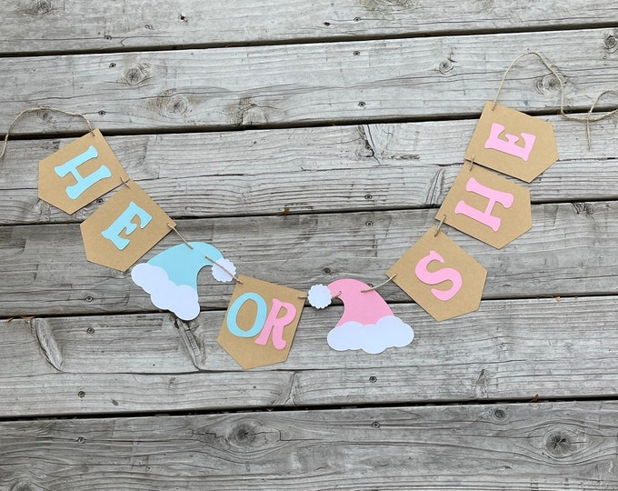 Christmas gender reveal banner, Christmas banner, Santa hat banner, Boy or girl banner, he or she banner, Christmas gender reveal