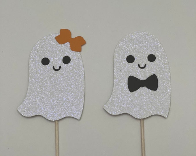 Halloween gender reveal cupcake toppers, gender reveal cupcake toppers, ghost cupcake toppers,fall gender reveal toppers,ghost gender reveal