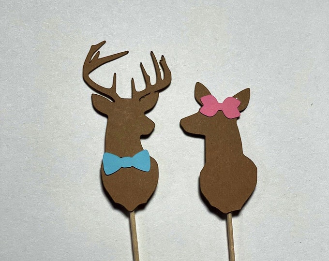 Hunting gender reveal cupcake toppers, Buck or deer gender reveal cupcake toppers, deer cupcake toppers, Buck cupcake toppers, set of 12