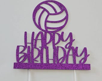 Volleyball Birthday Cake Topper: Sparkle Paper, Custom Colors