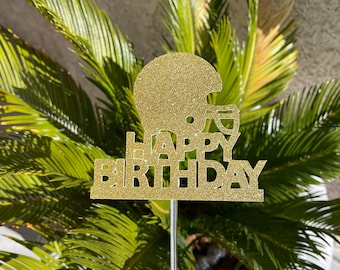 Football Helmet Birthday Cake Topper: Sparkle Paper Decoration