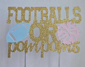 Football or Pom Poms Gender Reveal Cake Topper