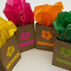 24 Pcs Hibiscus Party Gift Bags - Hawaii Theme Goodie Bags For Birthdays & Showers