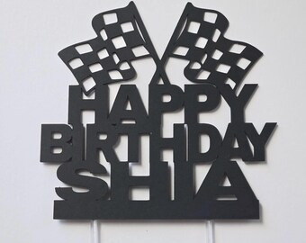 Racing cake topper, racing flags cake topper, finish line cake topper, racer cake topper, racing birthday cake topper, flag cake topper