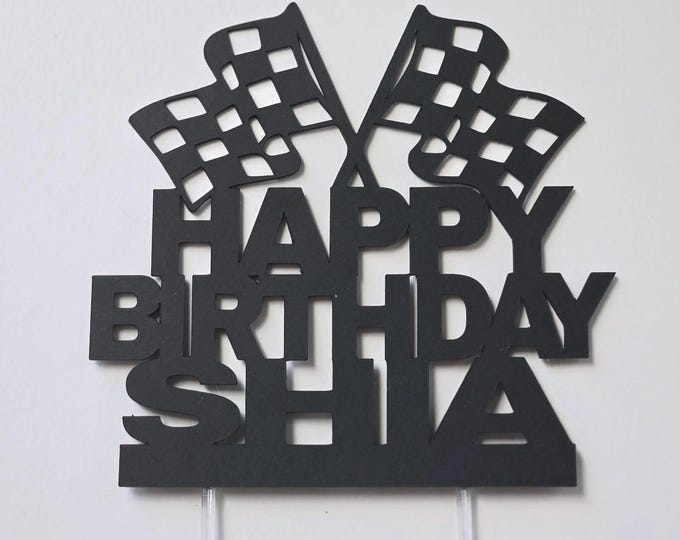 Racing cake topper, racing flags cake topper, finish line cake topper, racer cake topper, racing birthday cake topper, flag cake topper