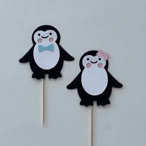 Penguin cupcake toppers, penguin cake toppers, penguin cupcake toppers, penguin toppers, penguin gender reveal cupcake toppers