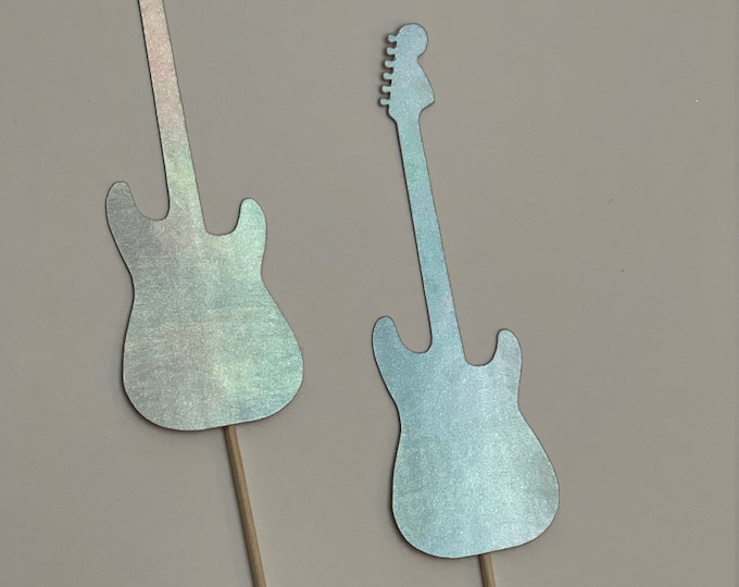 Guitar cupcake toppers, musician cupcake toppers, Bass guitar cupcake toppers, Electric guitar cupcake toppers, Guitar party decorations