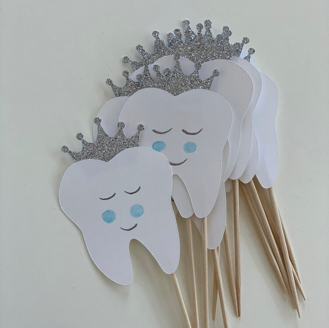 Tooth Cupcake Toppers, First Tooth Cupcake Toppers,dental Cupcake