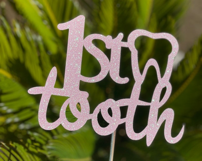 First tooth cake topper, teething cake topper, tooth cake topper, first tooth cupcake toppers, first tooth party cake topper