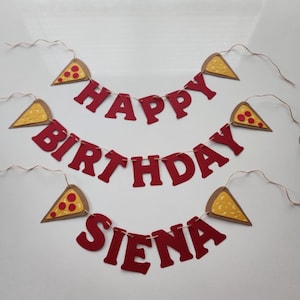 Pizza banner, pizza garland, pizza birthday banner, pizza happy birthday banner, pizza party decorations