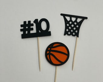 Basketball Cupcake Toppers: Athlete Birthday Party Decorations (Set of 12)