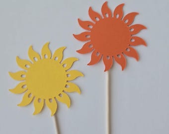 Sun cupcake toppers, sunny cupcake toppers, sunshine cupcake toppers, little sunshine cupcake toppers, sunny toppers, sun party decorations