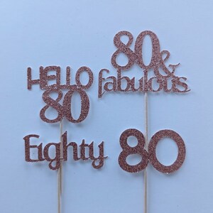 Cupcake-Topper Zum 80. Geburtstag – 36 Stück, Schwarz Glitzernd, Mit Sprüchen Wie „Cheers To 80“