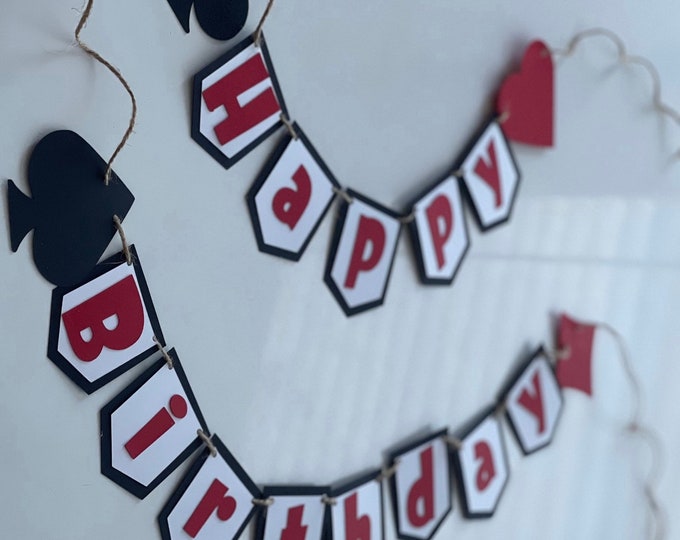 Poker banner, poker birthday banner, spades banner, clubs banner, card suits banner, deck of cards banner, casino banner