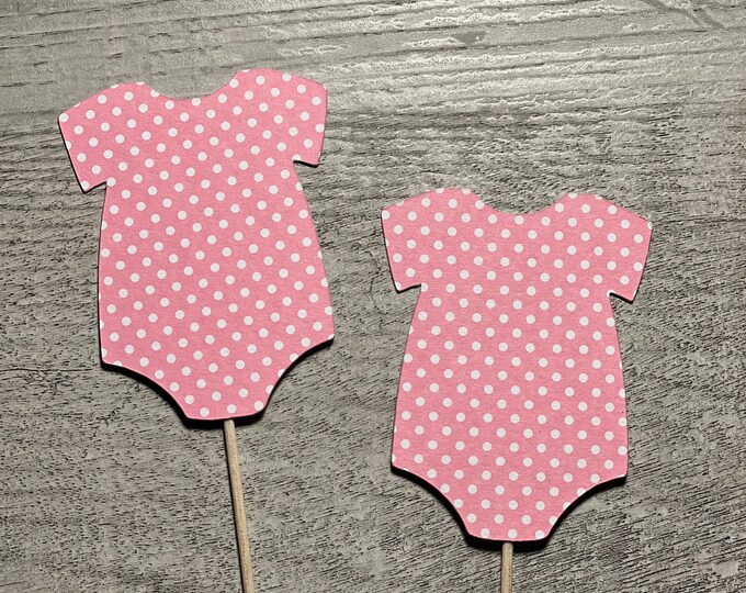 Onesie cupcake toppers, Onesie toppers, baby onesie toppers, Baby onesie cupcake toppers, Baby shower cupcake toppers, baby girl toppers