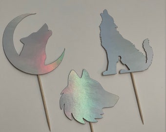 Wolf cupcake toppers, wolf toppers, howling wolf cupcake, wolf cake toppers, wolf toppers, wolf cake toppers, set of 12