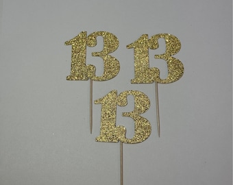 Thirteen Birthday Cupcake Toppers: Glitter Teen Party Decor (Set of 12)