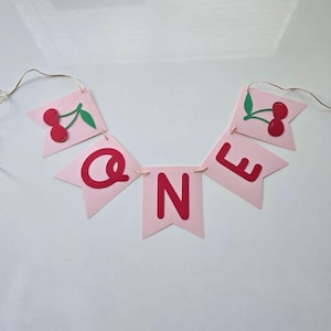She’s The Cherry On Top Banner Set - Red Glitter Cherry Party Decor With Bonus Garland