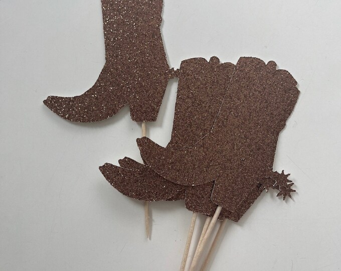 Cowboy cupcake toppers, Cowgirl cupcake toppers, rodeo cupcake toppers, cowboy boot cupcake toppers, cowboy boots cupcake toppers