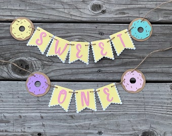 Donut Birthday Banner: "Sweet One" or "Two Sweet" Party Decor