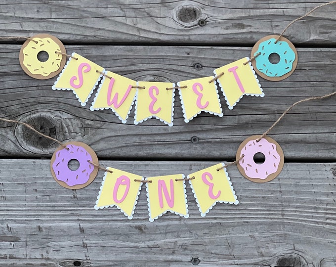Sweet one banner, two sweet banner, donut banner, donut birthday banner, sweet one birthday banner, two Sweet birthday banner