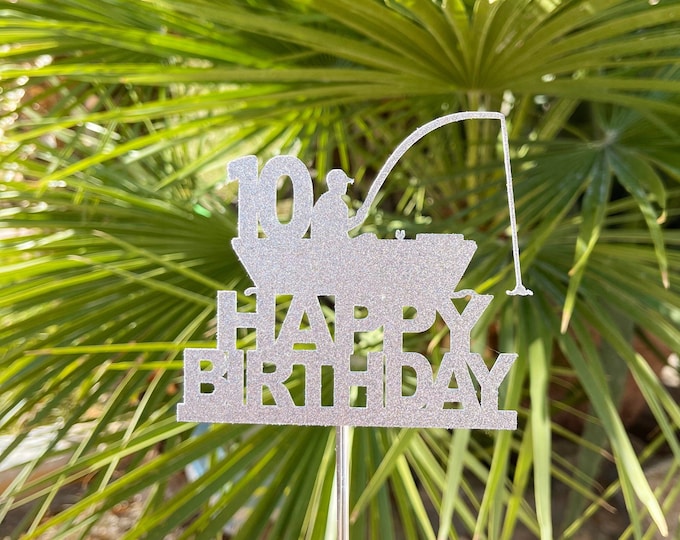 Fishing cake topper, fisherman cake topper, fisherman birthday cake topper, fishing birthday cake topper, fish cake topper