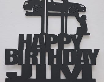 Mechanic Birthday Cake Topper: Car Lift Silhouette