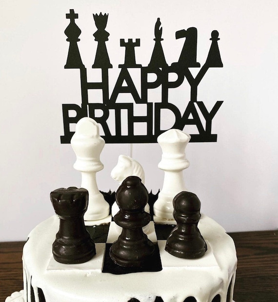 Chess Board Cake with Pieces