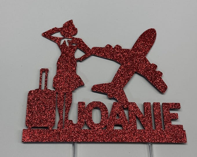Flight attendant cake topper, flight attendant birthday cake topper, flight Attendant retirement cake topper, flight attendant topper