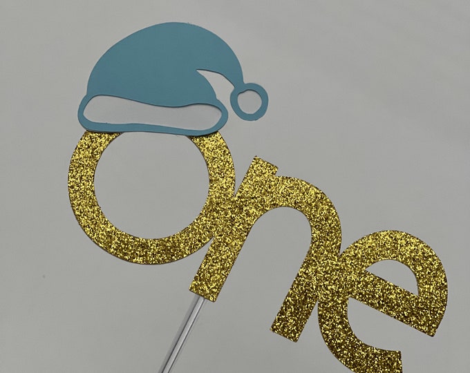 Santa cake topper, Santa hat cake topper, Christmas cake topper, Christmas birthday cake topper, one cake topper, Im one cake topper