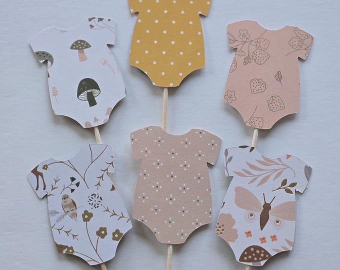 Onesie cupcake toppers, Onesie toppers, baby onesie toppers, Baby onesie cupcake toppers, Baby shower cupcake toppers, baby girl toppers
