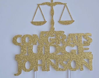 Retired Judge Cake Topper: Scales of Justice, Lawyer Retirement