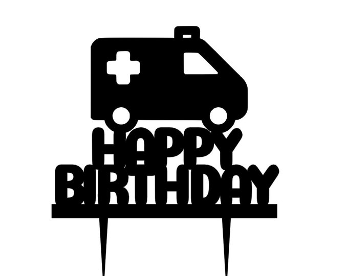 Ambulance cake topper, Ambulance topper, Paramedic cake topper, Paramedic topper, Paramedic birthday topper, Paramedic cupcake toppers