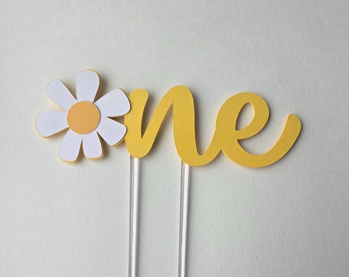 Flower cake topper, daisy cake topper, garden cake topper, wildflower cake topper, one cake topper, Im one cake topper