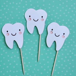 Tooth cupcake toppers, first tooth cupcake toppers, teeth toppers, tooth cupcake toppers, teeth toppers, set of 12