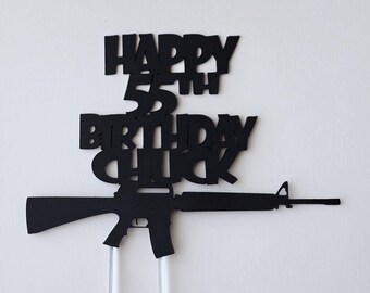 Gun cake topper, gun lovers Cake topper, rifle cake topper, Ak 47 cake topper, gun birthday cake topper, gun topper