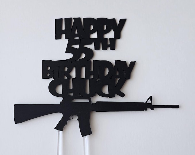 Gun cake topper, gun lovers Cake topper, rifle cake topper, Ak 47 cake topper, gun birthday cake topper, gun topper