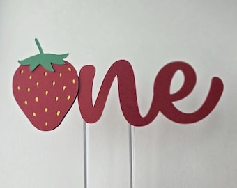 Strawberry First Birthday Cake Topper: Sweet One Berry Theme