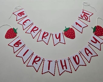 strawberry banner, strawberry birthday banner, Im one banner, berry banner, one banner, First birthday banner, strawberry custom banner