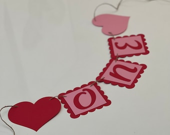 Valentines First Birthday Banner: Heart 'One' Banner