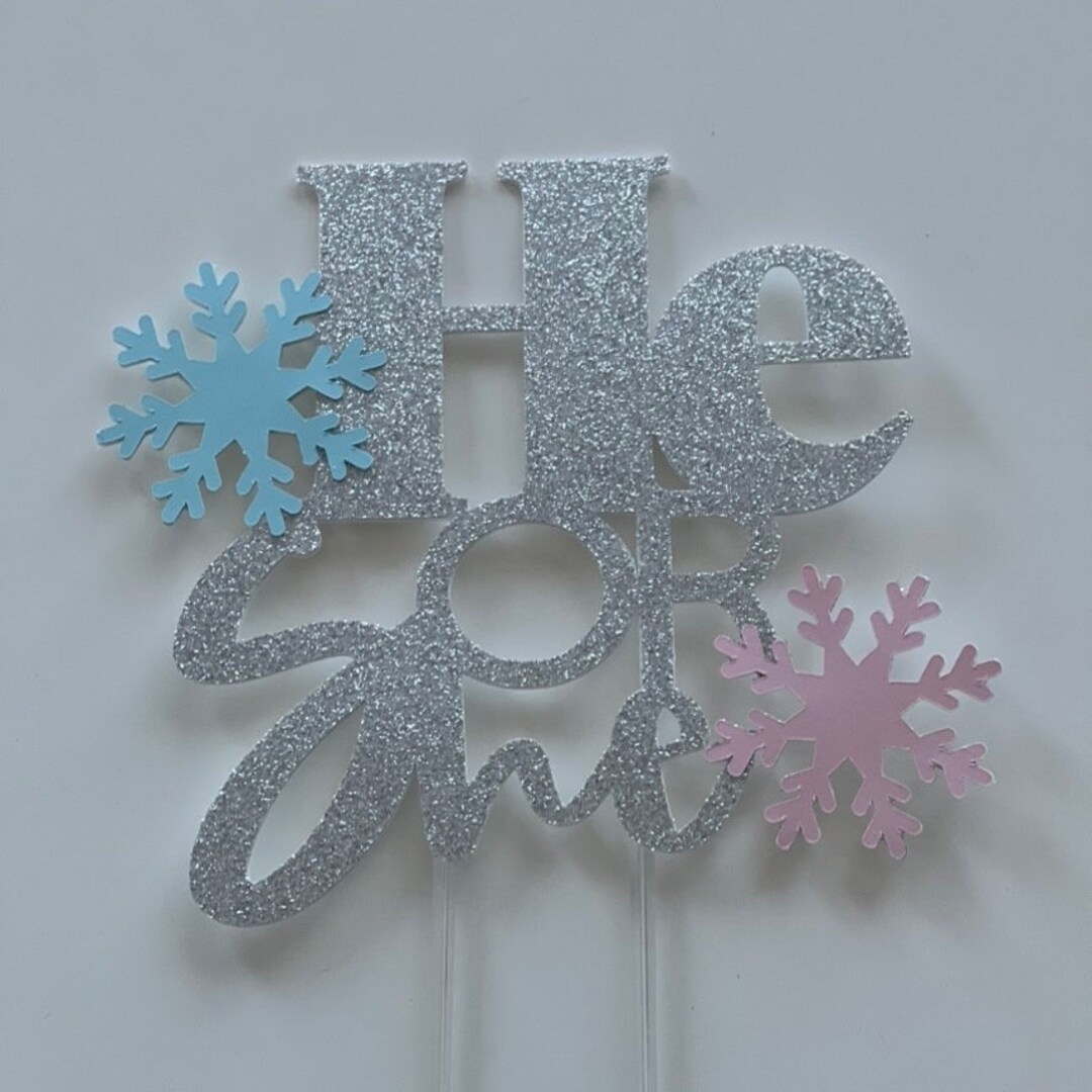 Winter Gender Reveal Cake Topper, Christmas Gender Reveal Cake Topper