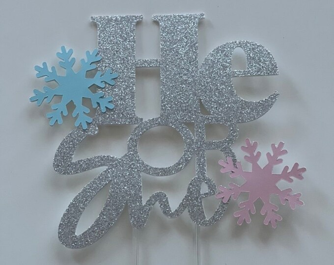 Winter gender reveal cake topper, Christmas gender reveal cake topper, snowflake cake topper, snowflake gender reveal cake topper, snow cake