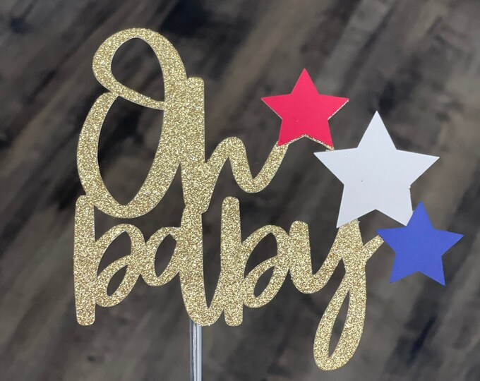 He or she cake topper, summer gender reveal cake topper, July 4th gender reveal cake topper, Independence Day  gender reveal cake topper