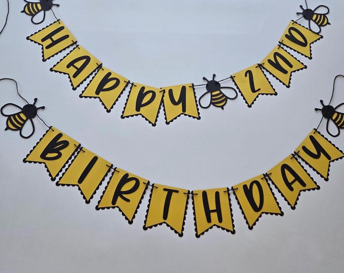 Bumble Bee Birthday Banner: Pre-Hung Party Decor
