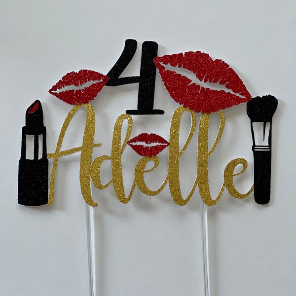 Makeup cake topper, makeup artist cake topper, makeup topper, makeup birthday cake topper, mua cake topper, lipstick cake topper