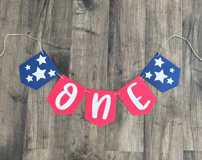 4th of July first birthday Banner, red white and blue banner, 4th of July monthly banner, monthly photo banner,4th of July high chair banner