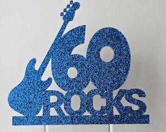 60 Rocks Guitar Cake Topper: Rock and Roll Birthday