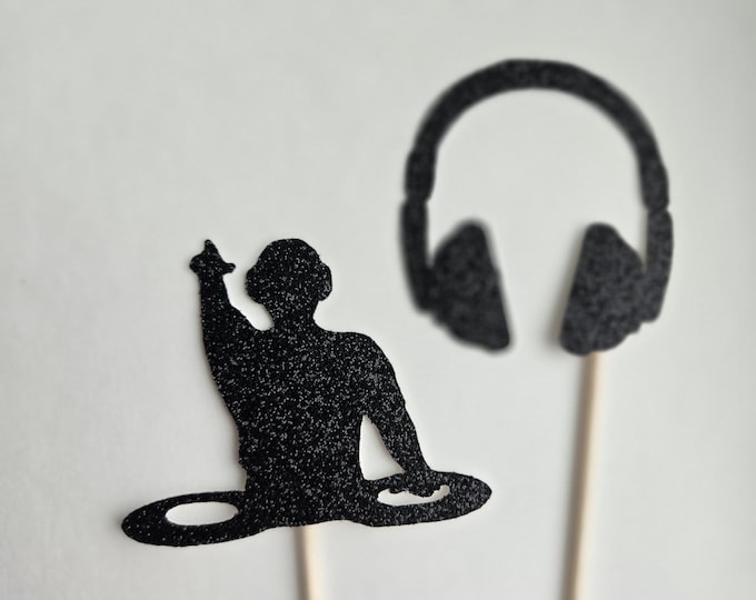 DJ Cupcake Toppers: Music Party Decorations, Set of 12